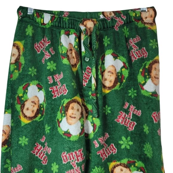 2/$15 ELF Movie Mens Christmas Fleece Pajama Pants Green Large Drawstring PullOn - Picture 2 of 8